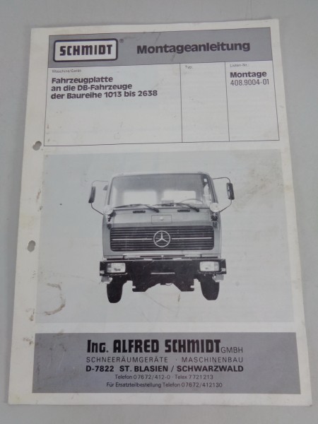 Montageanleitung Schmidt Fahrzeugplatte für Daimler-Benz Baureihen 1013 - 2638