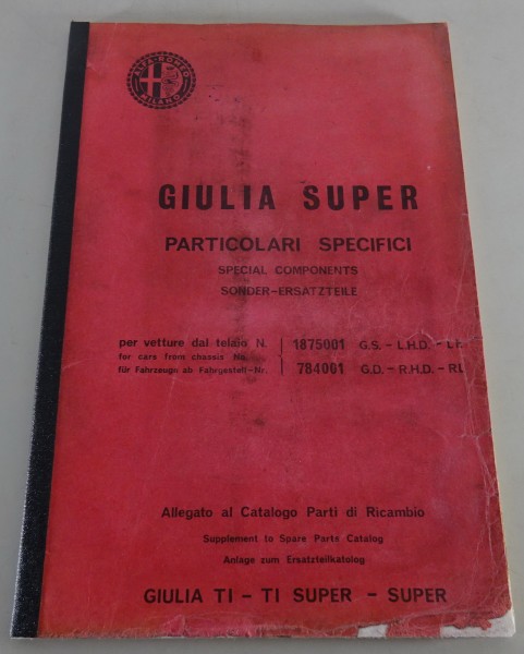 Teilekatalog Nachtrag Alfa Romeo Giulia TI / TI Super / Super Stand 12/1970