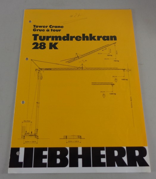 Datenblatt / Technische Beschreibung Liebherr Turmdrehkran 28 K von 07/1986