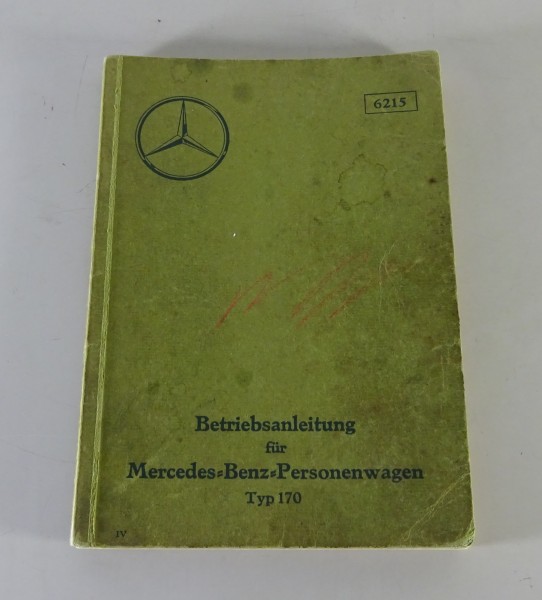 Betriebsanleitung / Handbuch Mercedes-Benz 170 W136 inkl. Cabriolet Stand 4/1934