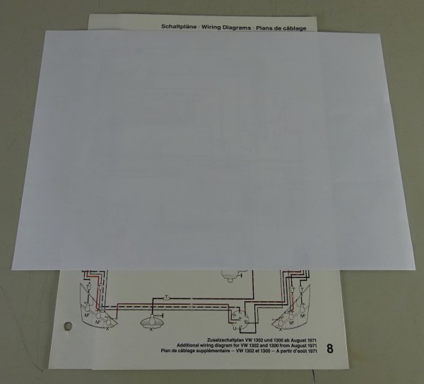 Elektrischer Schaltplan / Zusatzschaltplan VW Käfer 1302 & 1300 Modelljahr 1972
