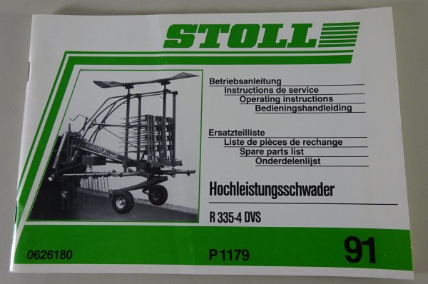 Teilekatalog / Betriebsanleitung Stoll Hochleistungsschwader R 335-4 DVS 1991
