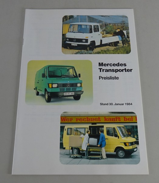 Preisliste Mercedes-Benz Bremer T1 + Düsseldorfer T2 Transporter Stand 01/1984