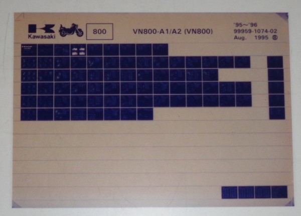 Microfich Ersatzteilkatalog Kawasaki VN 800 A1/A2 Model 1995-96 Stand 08/95