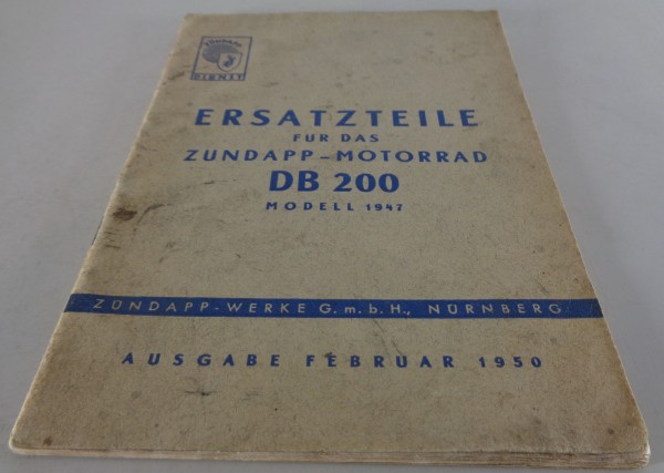 Teilekatalog / Ersatzteillsite Zündapp Motorrad DB 200 Stand 02/1950