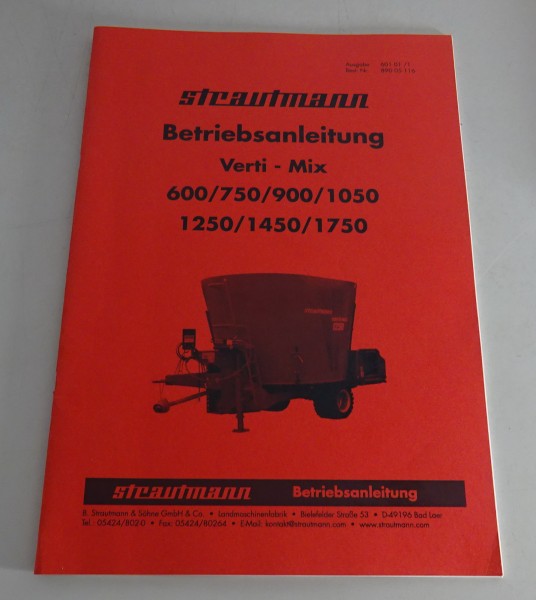 Betriebsanleitung BSL Strautmann Futtermischwagen Verti Mix Ausgabe 2001