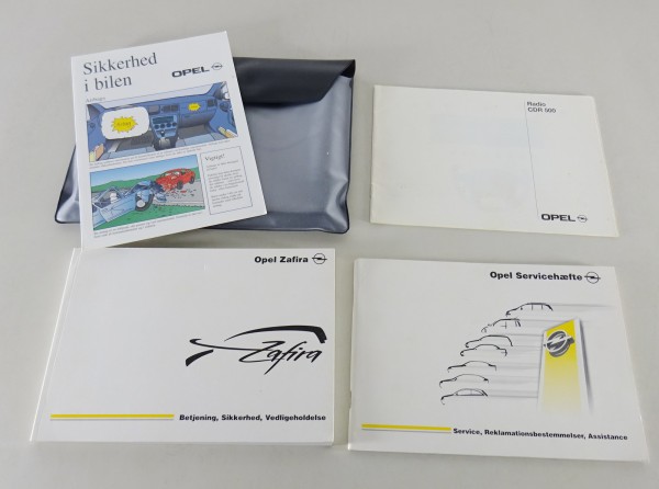 Instruktionsbog + portefølje Opel Zafira A fra 03/2002 Dansk!