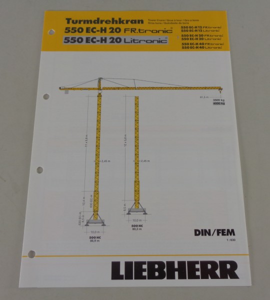 Datenblatt Liebherr Turmdrehkran 550 EC-H 20 FR.tronic / Litronic von 03/2007