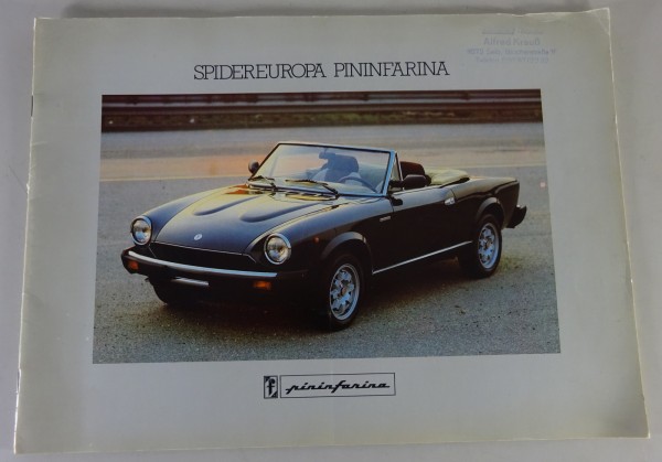 Prospekt / Broschüre Fiat 124 Spidereuropa Pininfarina | Händlerstempel ITA 1984