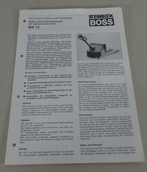 Technisches Datenblatt/ Typenblatt Steinbock Boss Gabelstapler WS 12 von 08/1994