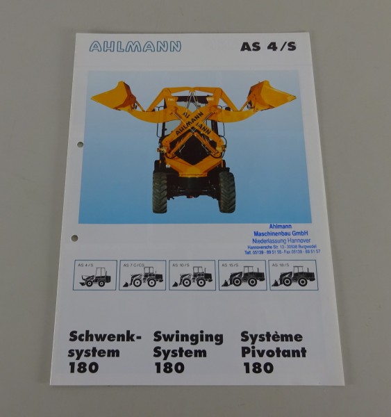 Prospekt / Broschüre Ahlmann Radlader AS 4/S mit Schwenksystem 180