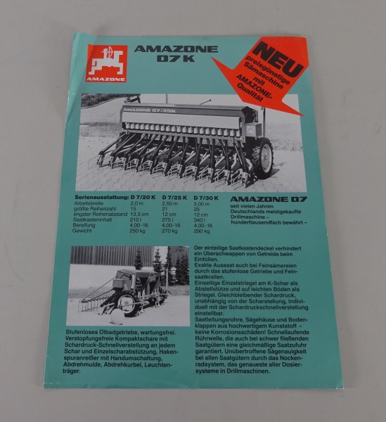 Prospekt / Broschüre Amazone Drillmaschine D7 K Stand 02/1984