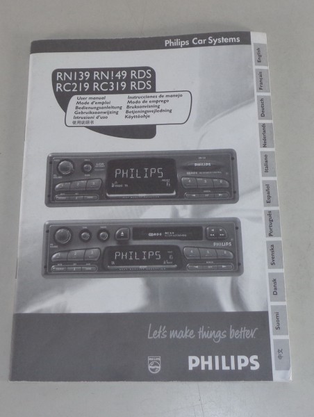 Betriebsanleitung / Handbuch Radio Philips RN 139/149 RDS / RC 219/319 RDS 1998