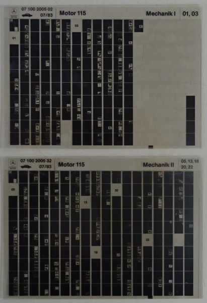 Microfich Teilekatalog Mercedes-Benz Benzin Motor M 115 Mechanik I - II 07/1983