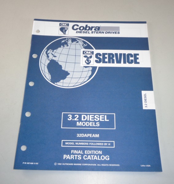 Teilekatalog OMC Cobra Außenborder Outboard 3.2 Diesel Models Stand 05/1992