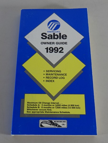 Owner´s Manual / Handbook Mercury Sable Stand 1992