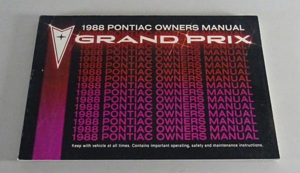 Owner´s Manual / Handbook Pontiac Grand Prix Stand 1988