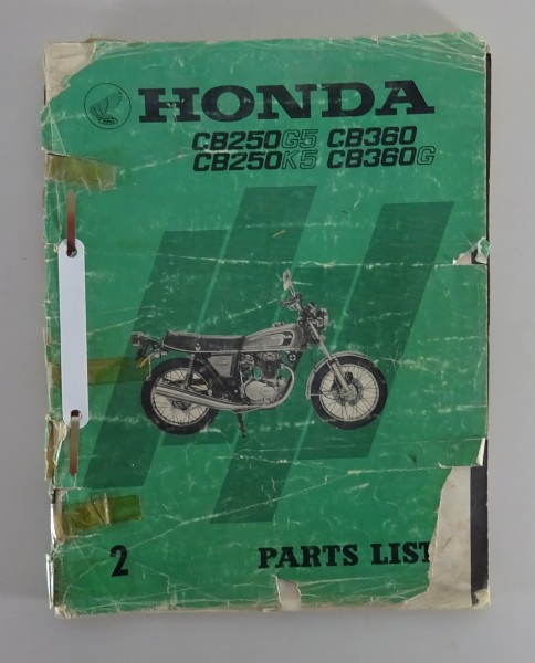 Parts List / Parts Catalog Honda CB 250 / G5 + K5 CB 360 + G Stand 03/1974
