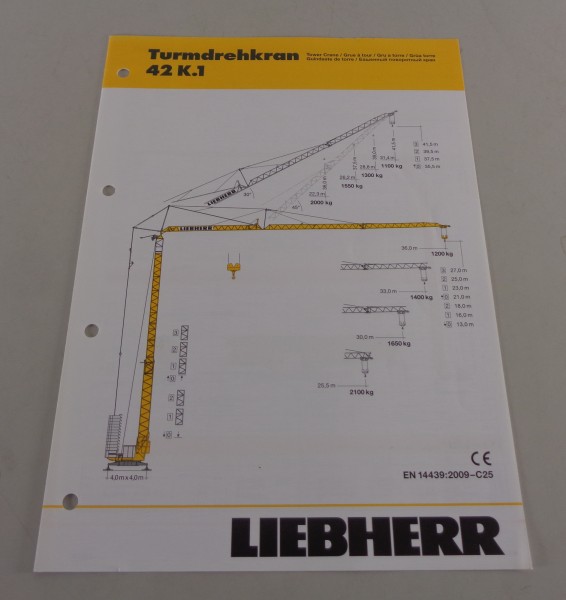 Datenblatt / Technische Beschreibung Liebherr Turmdrehkran 42 K.1 von 01/2010