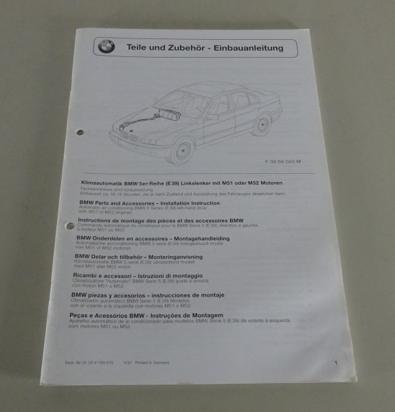 Einbauanleitung BMW Klimaautomatik für E39 mit M51 / M52 Motor Stand 05/1997