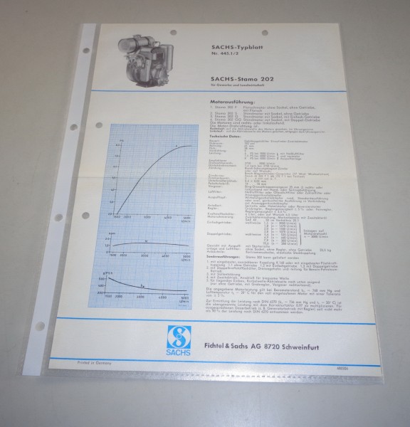 Typenblatt / Technische Daten Sachs-Stamo 202 Stand 1968