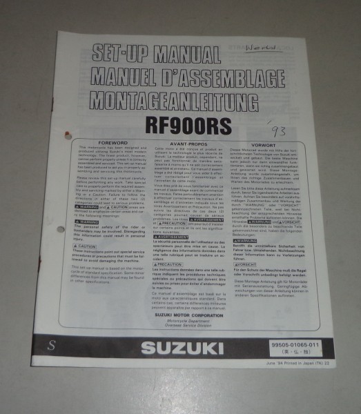 Montageanleitung / Set Up Manual Suzuki RF 900 R Stand 06/1994
