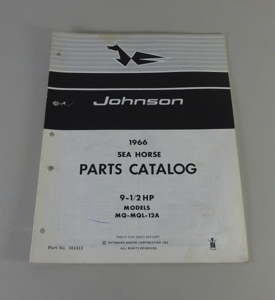 Teilekatalog OMC Johnson Outboards / Außenborder 9.5 PS Models von 1966