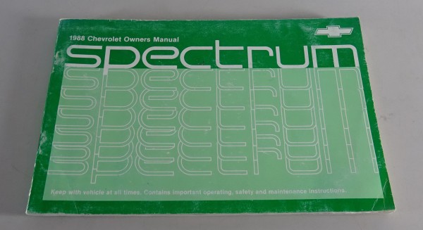 Owner´s Manual / Handbook Chevrolet Spectrun Stand 1988