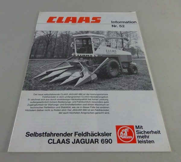 Prospekt / Broschüre Claas Feldhäcksler Jaguar 690 Stand 11/1982