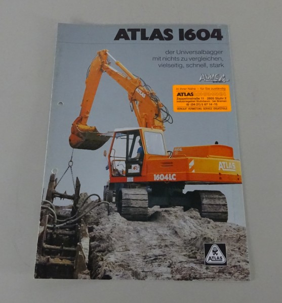 Prospekt / Broschüre Atlas Universal-Hydraulikbagger 1604 Stand 06/1989