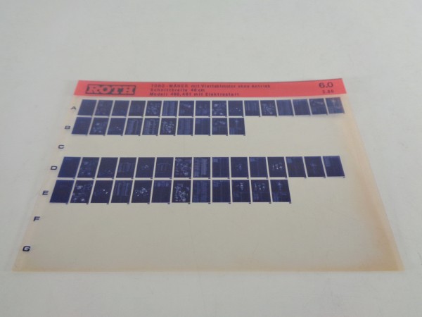 Microfich Teilekatalog Roth Toro Mäher Modelle 460, 461 von 02/1986