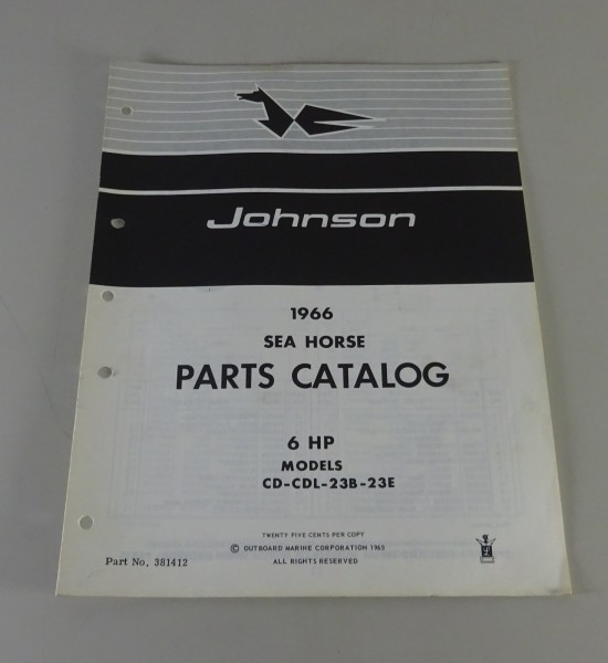 Teilekatalog OMC Johnson Outboards 6 PS Models von 1966