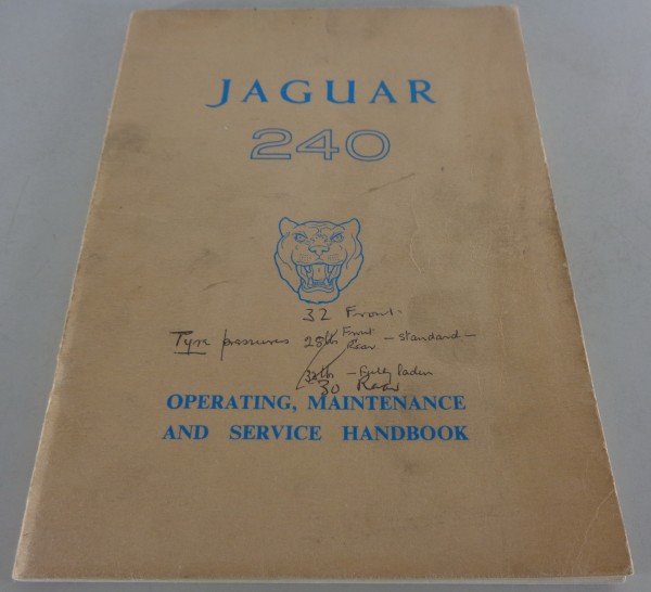 Betriebsanleitung / Handbuch Jaguar 240 Mark 2 / Mk. II Baujahre 1959 - 1969