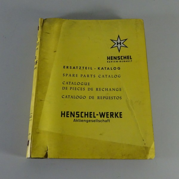 Teilekatalog / Ersatzteilliste Henschel LKW-Motor Typ 6 R 1013 I / IF Stand 1962