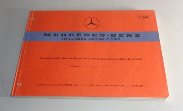 Teilekatalog Mercedes-Benz L408DG Düsseldorfer Transporter T2 / L508DG von 1968