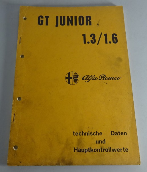 Werkstatthandbuch / Technische Daten Alfa Romeo GT Junior 1300 / 1600 von 12/73