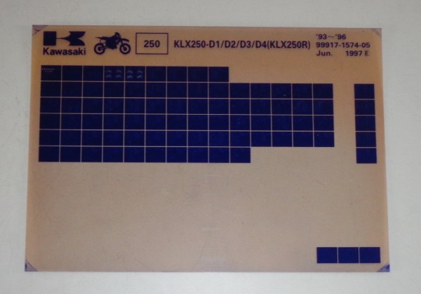 Microfich Ersatzteilkatalog Kawasaki KLX250R KLX250 D1-D4 Model 93-96 Stand 6/97