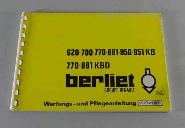 Betriebsanleitung / Handbuch Renault LKW Berliet 620-700-881-950 KB Stand 1977