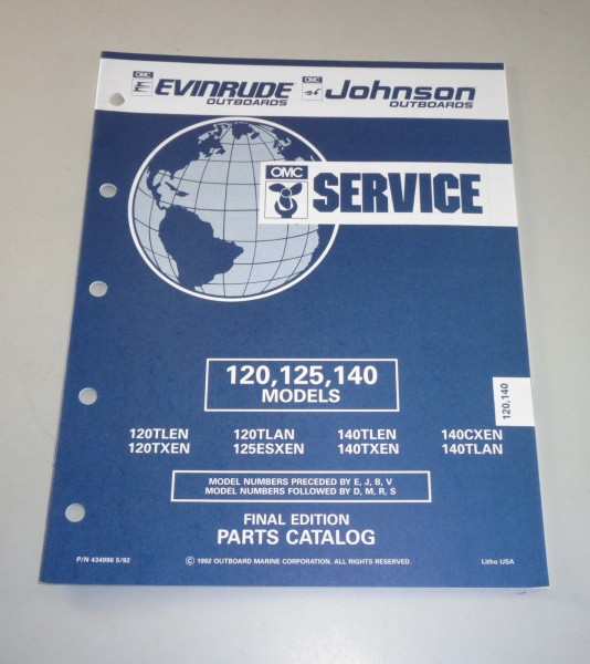 Teilekatalog OMC Evinrude Johnson Außenborder 120 / 125 / 140 Models v.05/1992