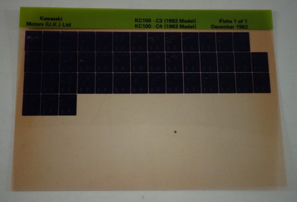 Microfich Ersatzteilkatalog Kawasaki KC 100 - C3 / C4 Model 1982/ 83 Stand 12/82