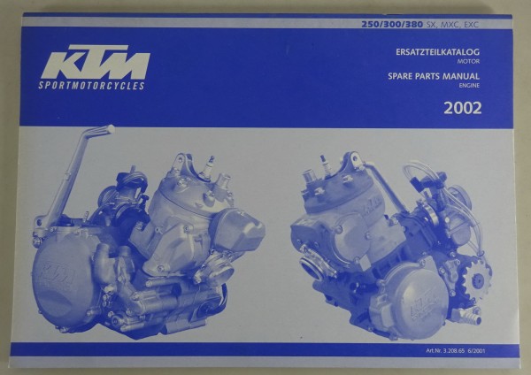 Teilekatalog Motor KTM 250 / 300 / 380 SX, MXC, EXC Modelljahr 2002