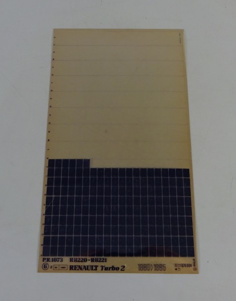 Microfich Teilekatalog / Ersatzteilkatalog Renault R5 Turbo 2 Stand 01/1985