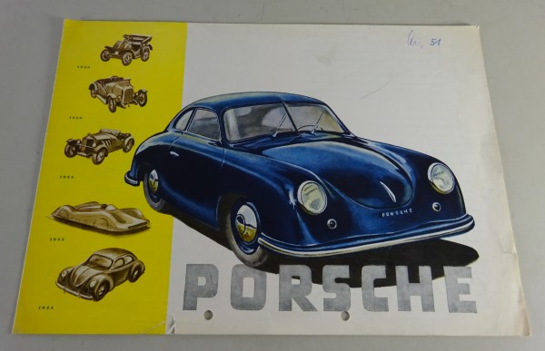 Prospekt / Broschüre Porsche 356 Vor-A Knickscheibe 1,1l / 1,3l Stand 08/1951
