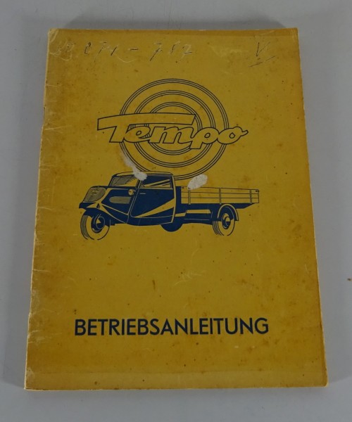 Betriebsanleitung / Handbuch Tempo Dreirad Hanseat, Vidal & Sohn Stand 09/1950