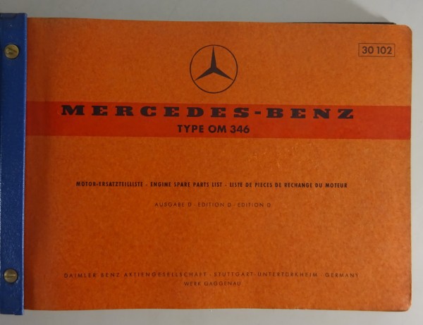 Teilekatalog / Parts Catalog Mercedes-Benz Dieselmotor OM 346 von 1969 (30102)