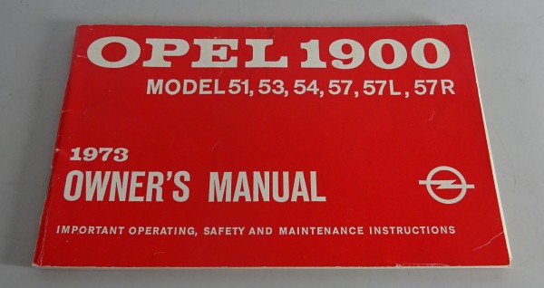 Owner's Manual / Handbook Opel Manta A + 1900 Ascona A from 1973