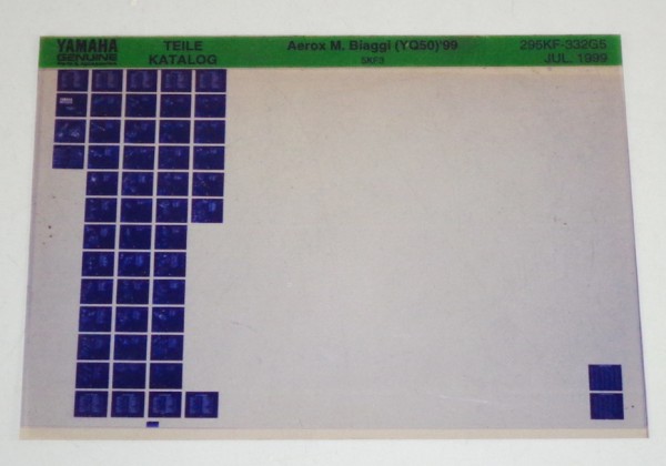 Microfich Parts Catalogue / Ersatzteilkatalog Yamaha Aerox M. Biaggi YQ 50 1999