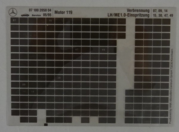 Microfich Teilekatalog Mercedes M 119 Verbrennung LH / ME 1.0-Einspritzung 05/95