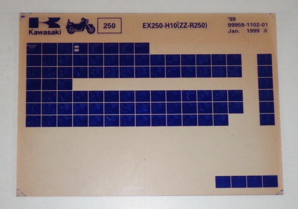 Microfich Ersatzteilkatalog Kawasaki ZZ R250 EX250 H10 Model 1999 Stand 01/99