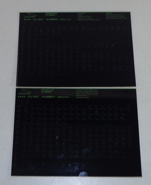 Microfich Teilekatalog / Spare Parts List Jaguar XJS 3.6 Stand 07/1985